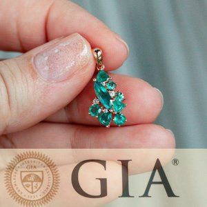 Natural Alexandrite Diamond 18k Rose Gold Pendant